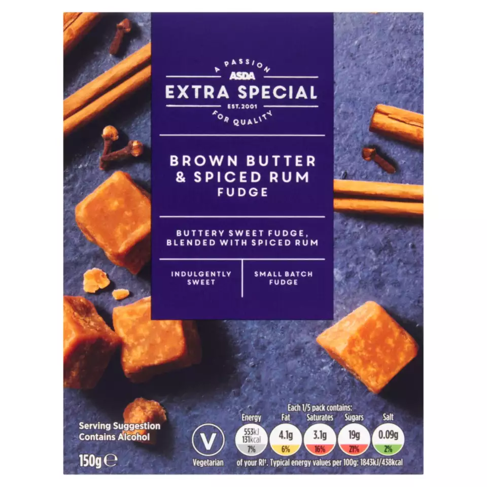 Extra Special Brown Butter & Spiced Dark Rum Fudge, £2/150g
